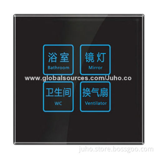 New Hotel Touch Switch for Bathroom, Black Glass Panel